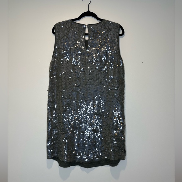 Anthropologie Velvet gray-green Sequin dress - Picture 6 of 9